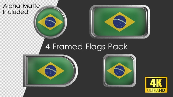 Framed Brazil Flag Pack