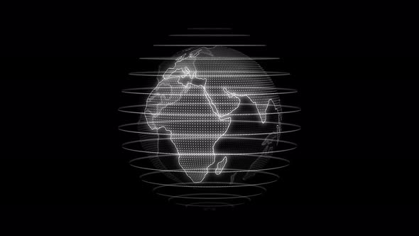 Glowing White Color Technology Hologram Earth Animated On Black Background