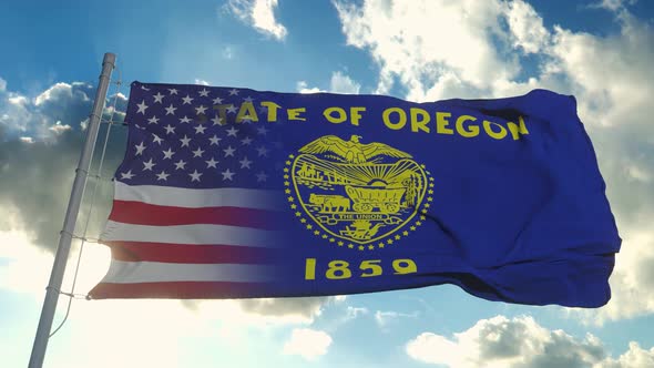 Flag of USA and Oregon State