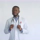 Young African Doctor Happy with the Result White Background - VideoHive Item for Sale