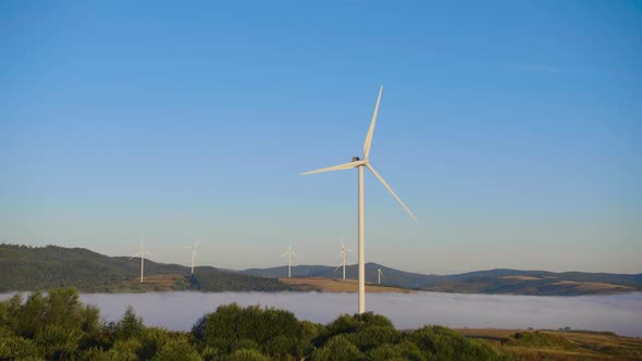 Wind Power Plant on the Mountain