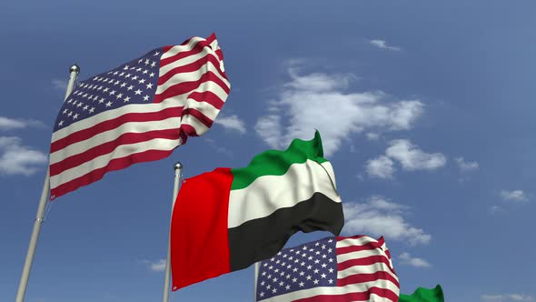 Flags of the UAE and the USA alt