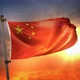 China Flag Backlit At Beautiful Sunrise Loop Slow Motion - VideoHive Item for Sale