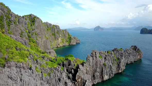 Aerial View of Karst Cliffs at Miniloc Island, Bacuit Bay, El-Nido. Palawan Island, Philippines