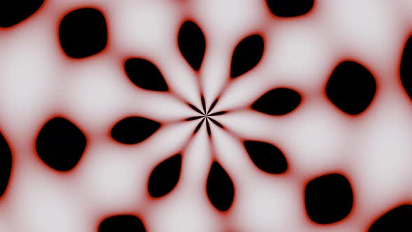 Black and Red Kaleidoscope on White Background Animation