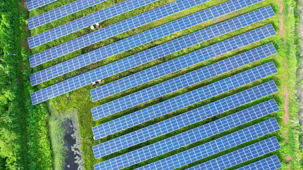 Aerial shot of Solar Power Station. drone footage. 4k