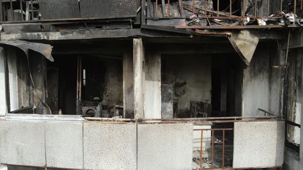 War in Ukraine  Burnt and Destroyed House in Kyiv