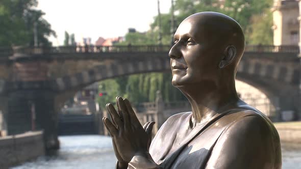 Close-up of The statue of Harmony in Prague