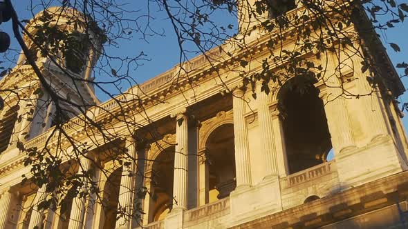 Saint-Sulpice church in Paris during sunset