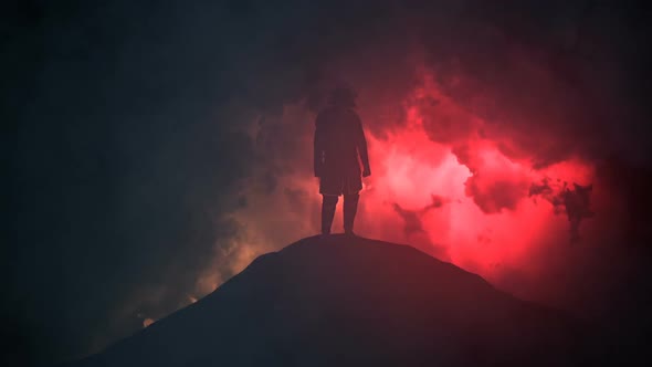 Epic Bushido Samurai Warrior Standing Under A Lightning Storm