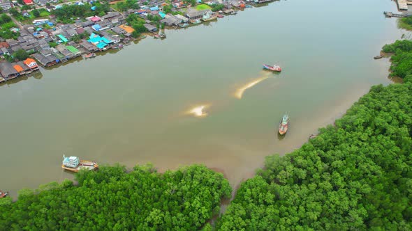 An aerial view over the “Pak Nam Tako”