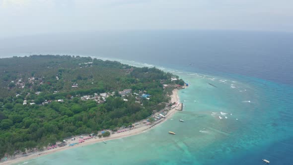 Aerial View of the Mesmerizing Green Gili Island