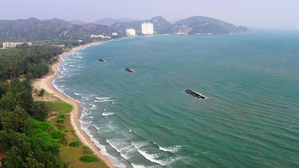 Aerial View of Pak Nam Pranburi Estuary in Prachuap Khiri Khan Thailand