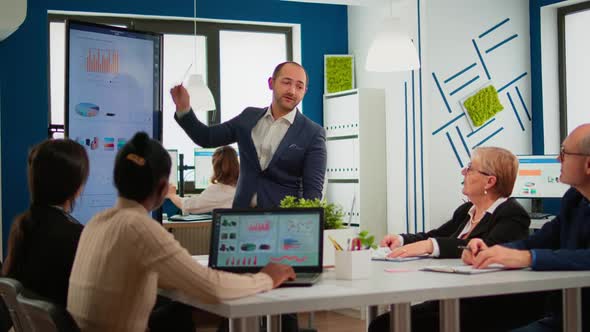 Business Partner Presenting Company Strategy to Diverse Team