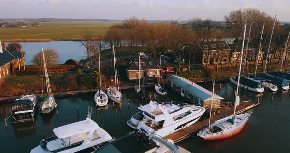 Muiderslot Port With Boats, Netherlands