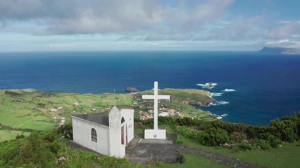 Chapel on Top of Mountain with Sea View Mosteiros San Miguel Island Azores