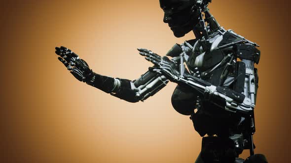 Scifi Robot Woman Animation in the Digital World of the Future