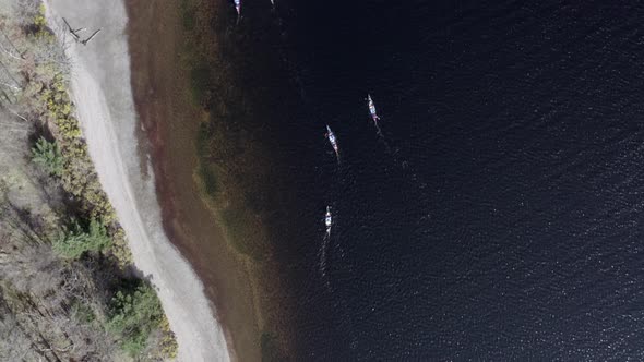 Bird's Eye View of Canoeists in a Lake