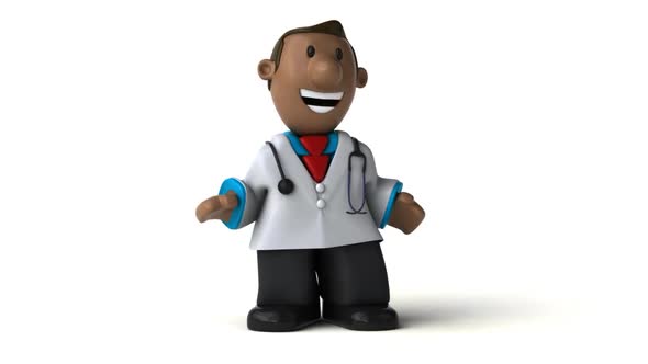 Fun 3d cartoon doctor presenting
