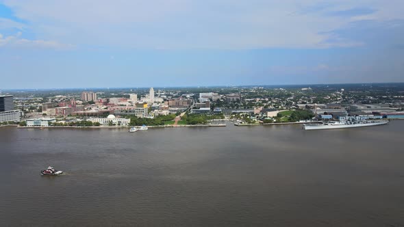 Aerial View of Philadelphia Along the Delaware River the Roads and Infrastructure on Ben Franklin