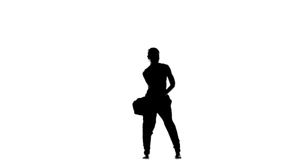 Beautiful Professional Dancer Performs Social Latino Dance, on White, Silhouette