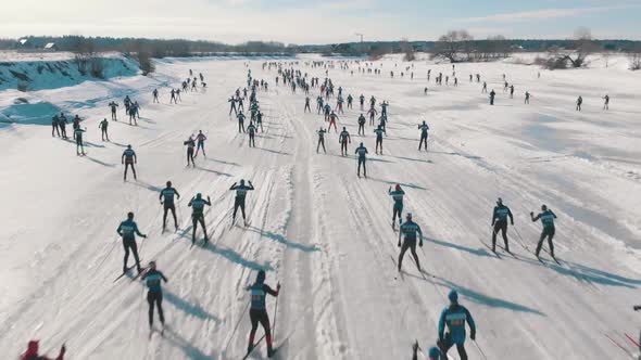 Ski Race Competition at Winter Day