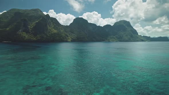 Panorama Seascape with Tropic Islands Aerial View