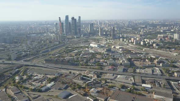 Moscow City Skyscrapers, Aerial View. Office Business Center of Moscow City