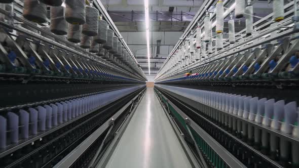 Spinning Factory, Production of Fabrics, Thread of Silk, Linen, and Synthetics, View of Tunnels of