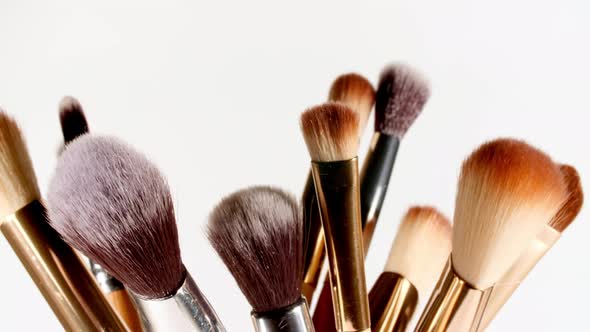 Makeup Brushes Rotation on White Background