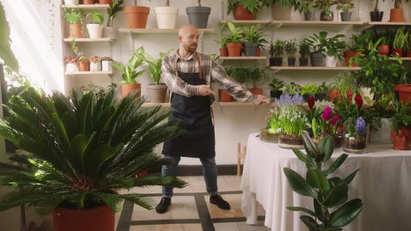 Happy and Excited Florist Guy Dancing and Moving