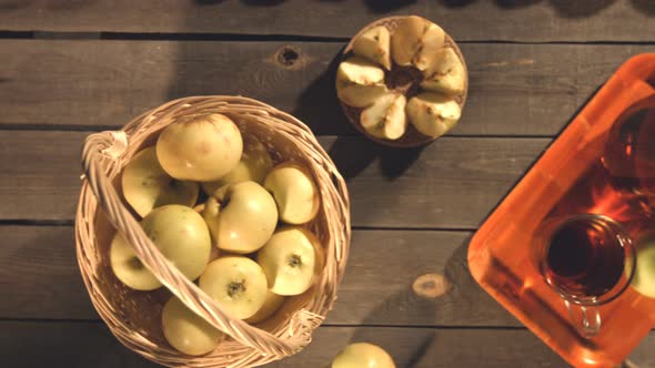 Apple Juice and Apples on Table