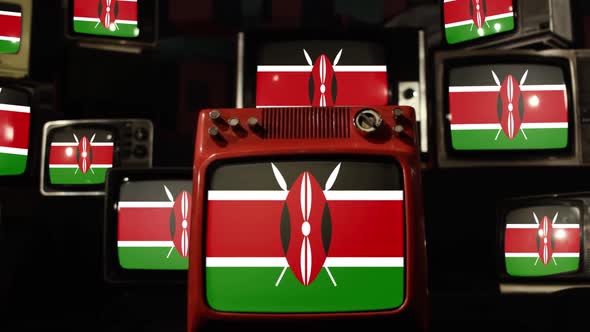 Flag of Kenya and Retro TVs.