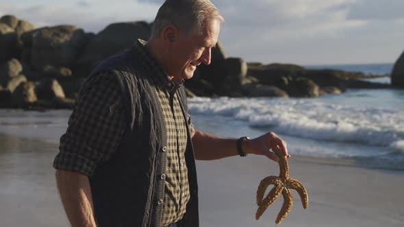 Senior man at the beach