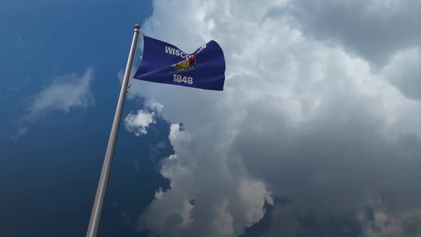Wisconsin State Flag Waving 4K
