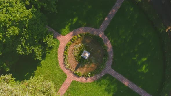 Large Round Flower Bed in Public Square