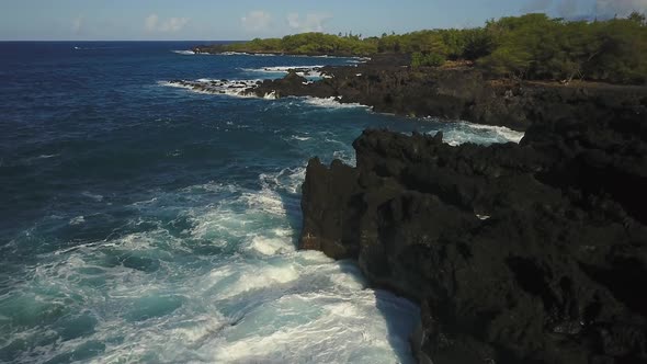 Aerial Of Waves Crashing In To The Shore