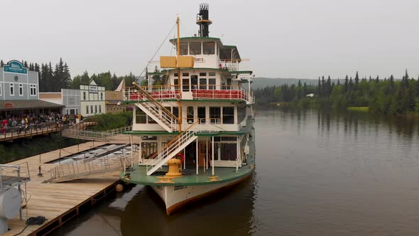 4K Drone Video of Riverboat Discovery on Chena River in Fairbanks, AK during Summer Day
