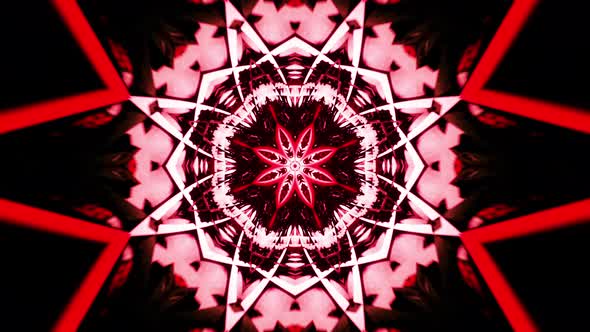 Neon glowing kaleidoscope. Looped animation