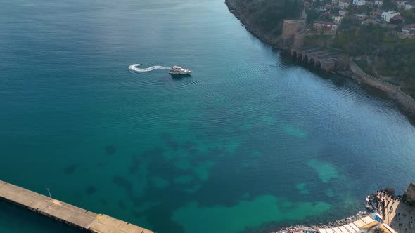 Jet Ski Rides Around the Yacht Aerial View
