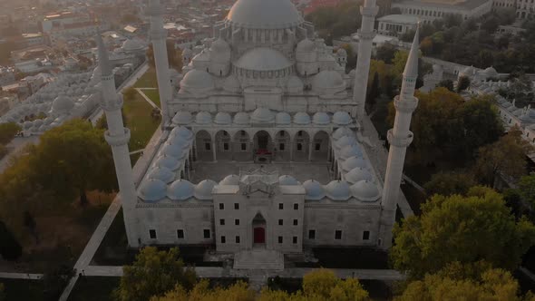 Aerial view of Suleymaniye Mosque in Fatih, Istanbul, Turkey