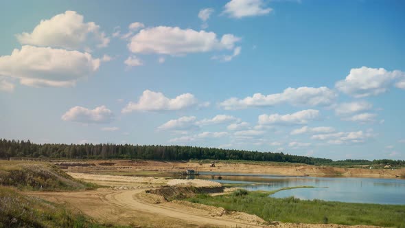 Developed Sand Quarry Near the Forest