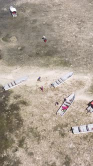 Vertical Video of Low Tide in the Ocean Near the Coast of Zanzibar Tanzania