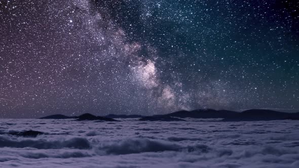 Milky Way Galaxy in Misty Mountains Astronomy
