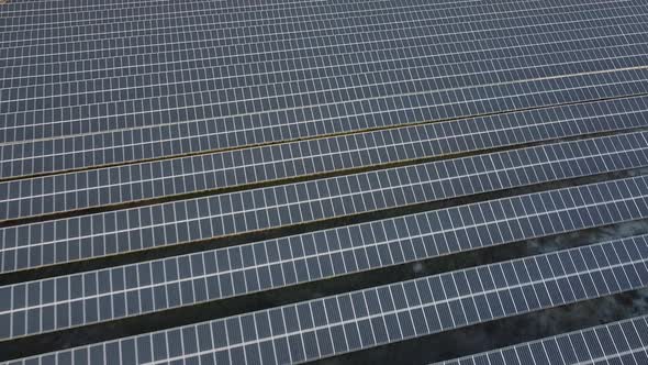 Renewable Energy and Sustainable Development. Photovoltaic Solar Panels. Grid of solar panels