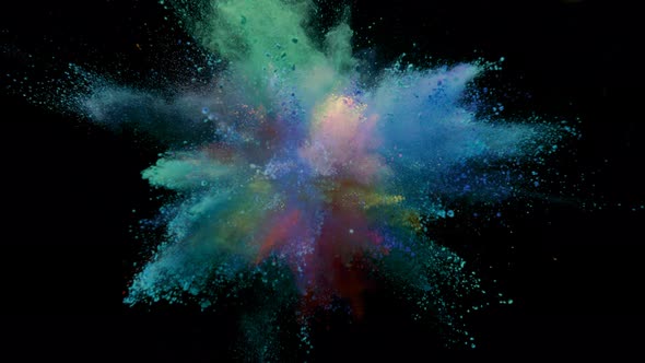 Color Powder Explosion Isolated on Black Background