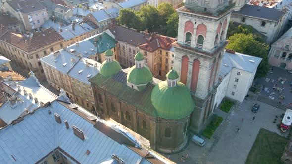 Drone Shots of Lviv City at Summer Time