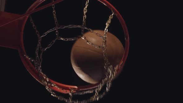 Basketball Ball Getting in the Hoop with Metal Net alt