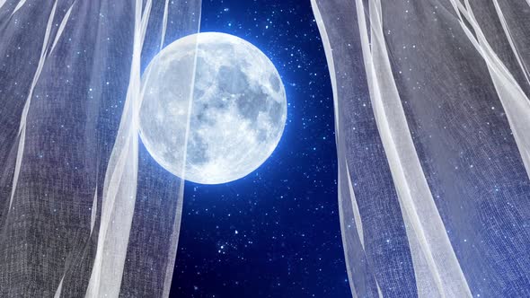 Moon Behind Curtain