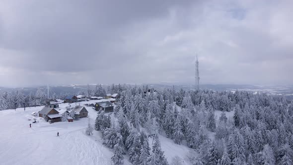 Aerial View of Ski Slope at Pine Trees Forest